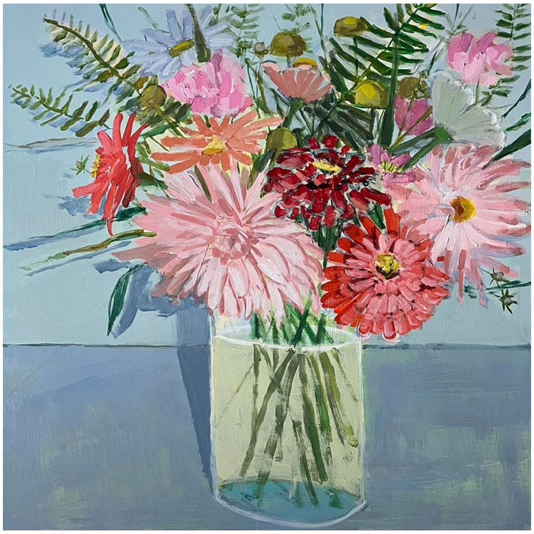 a bouquet of flowers in a vase